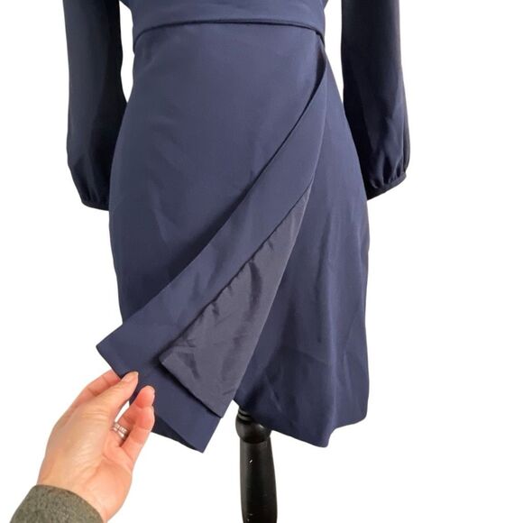 EUC J. Crew Petite Navy Blue Career Wrap Dress Wrap Dress - Size 2P - Picture 7 of 11